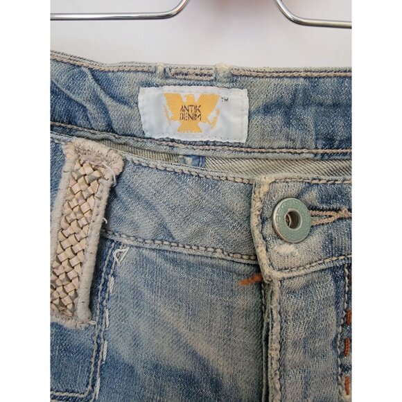Y2K ANTIK DENIM Distressed Bootcut Low Rise Jeans Weave Pattern Women's Size 27 - Picture 5 of 12